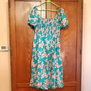 J CREW SIZE XL Floral Teal and Pink Women's Dress